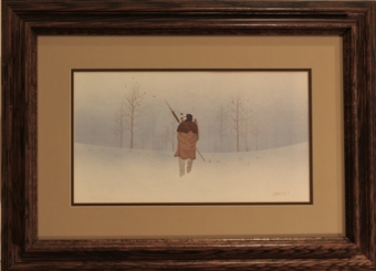 Indian in snow art print by donald vann for sale by jim burkholder