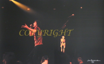 Photo of MIck Jagger with skeleton by james burkholder