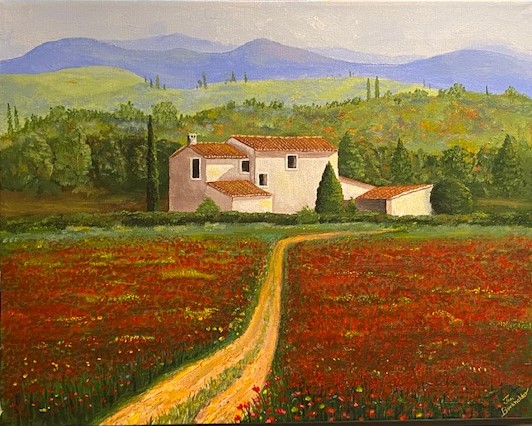 villa toscana painting by James Burkholder artist Harlingen