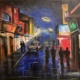 Barcelona Nightlife a painting by James Burkholder shown by Rockartscity Gallery