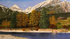 Fishing the Snake River Wyoming by artist James Burkholder