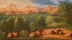 Sedona Valley at Sunset painting by artist James Burkholder of Rockartscity Gallery