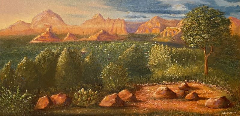 Sedona Valley at Sunset painting by artist James Burkholder of Rockartscity Gallery