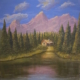 Angle's Cabin Grand Tetons is a painting by James Burkholder of Rockartscity Gallery