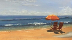 Endless Summer is an oil on canvas painting showing the beach at South Padre Island, Texas by Jim Burkholder