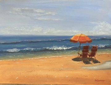 Endless Summer is an oil on canvas painting showing the beach at South Padre Island, Texas by Jim Burkholder