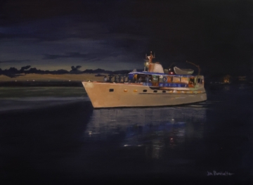 Sunset Cruise is an oil painting by James Burkholder shown at the Rockartscity Gallery in Harlingen Texas