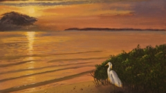 Laguna Madre Sunset is a painting by Jim Burkholder, artist, at Rockartscity Gallery, Harlingen, Texas.