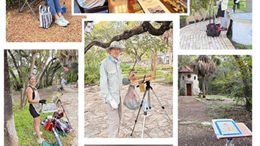 The photo shows images from the Outdoor Painters Society Paint out in Austin Texas