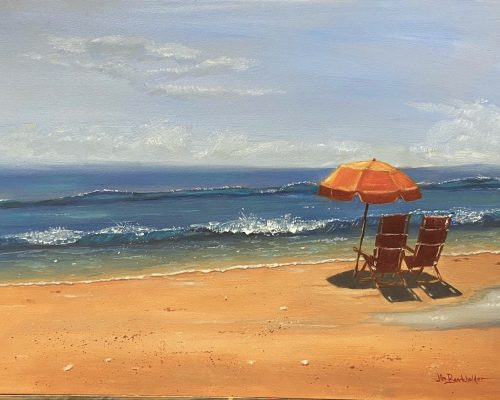 Endless Summer is an oil on canvas painting showing the beach at South Padre Island, Texas by Jim Burkholder