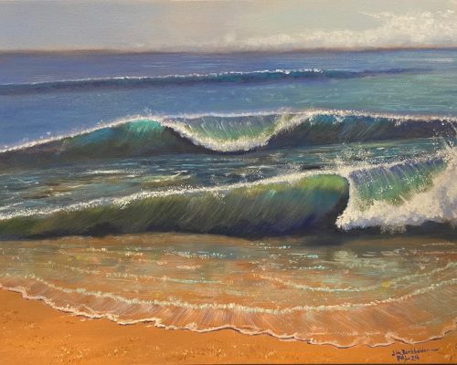 Waves South Padre is a painting by Jim Burkholder of Rockartscity Gallery, Harlingen, Texas.